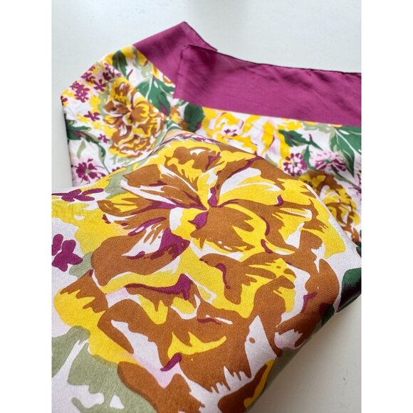 Vintage Unbranded Purple Yellow Rose Floral Silk Habotai 33" x 33" Square Scarf - Picture 14 of 16